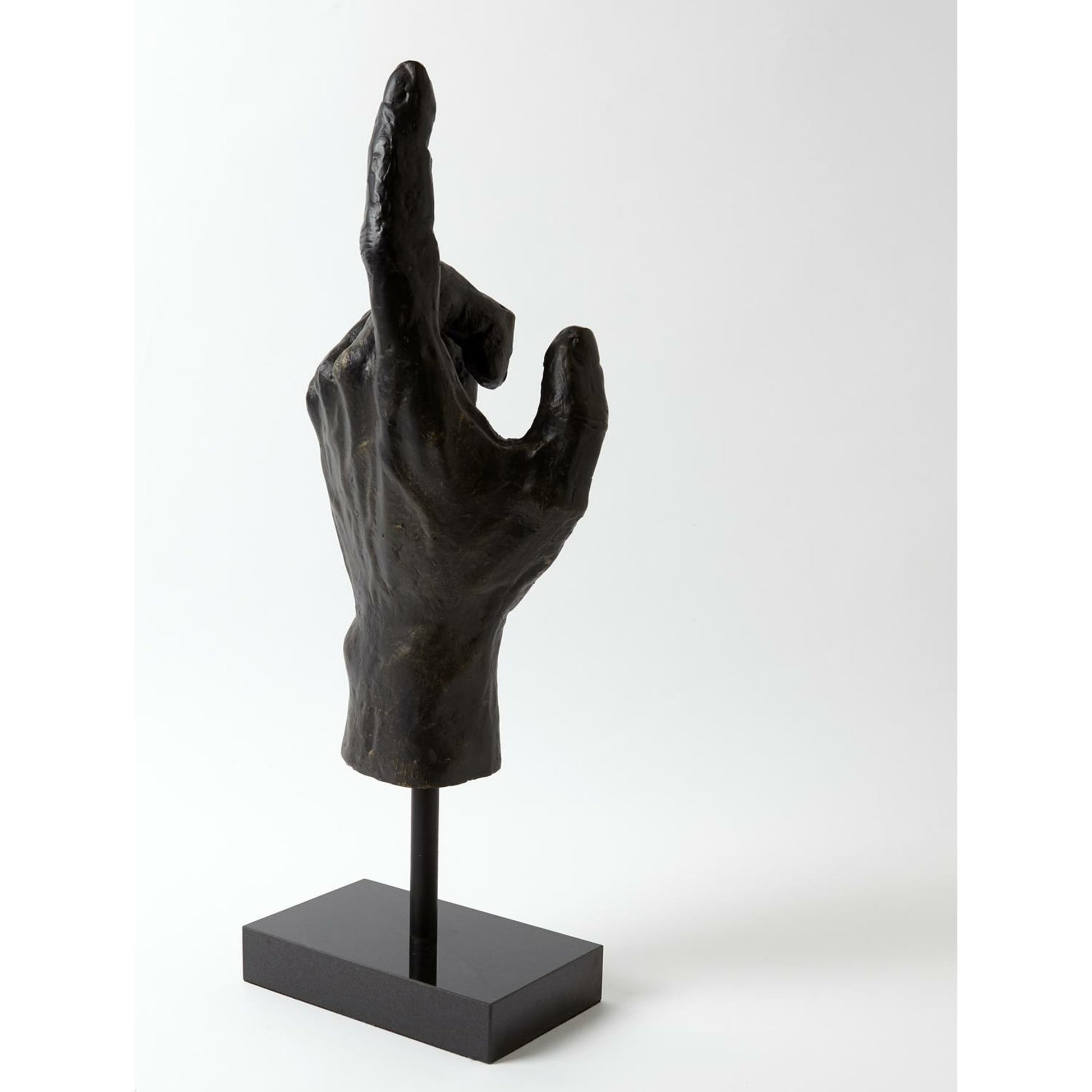 Open Hand Sculpture by Global Views in bronze. Made from cast iron in a eclectic & global style.