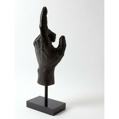 Open Hand Sculpture by Global Views in bronze. Made from cast iron in a eclectic & global style.