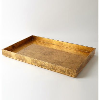Luxe Gold Leaf Rectangle Tray by Global Views. Made from mdf, vietnamese lacquer in a modern style.