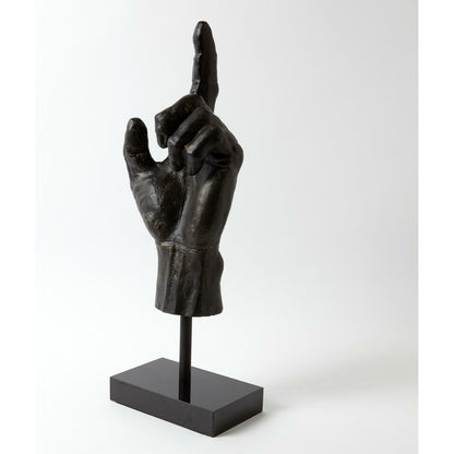 Open Hand Sculpture by Global Views in bronze. Made from cast iron in a eclectic & global style.