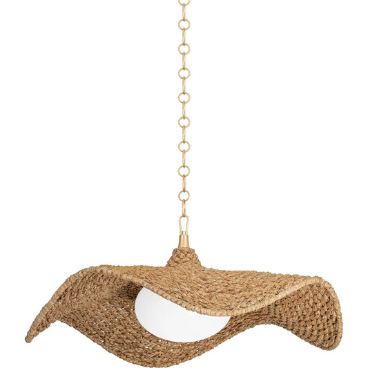 Levene Pendant by Corbett in vintage gold leaf. Made from steel in a coastal style.