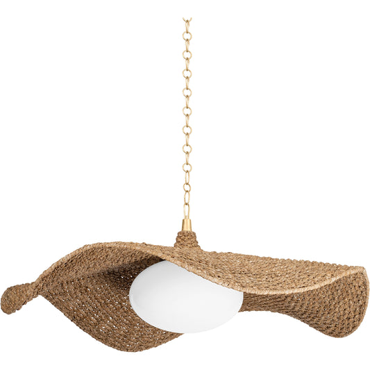 Levene Chandelier by Corbett in vintage gold leaf. Made from steel in a coastal style.
