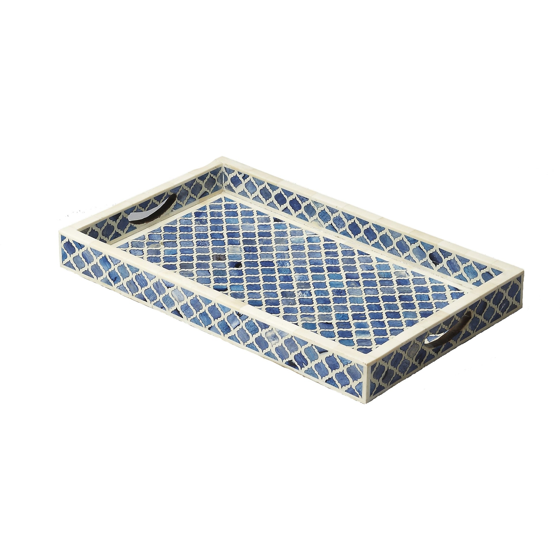 Bone Inlay Serving Tray by Butler Specialty Company in blue and hors d'oeuvres. Made from wood, wood products, resin, bone inlay in a modern style.
