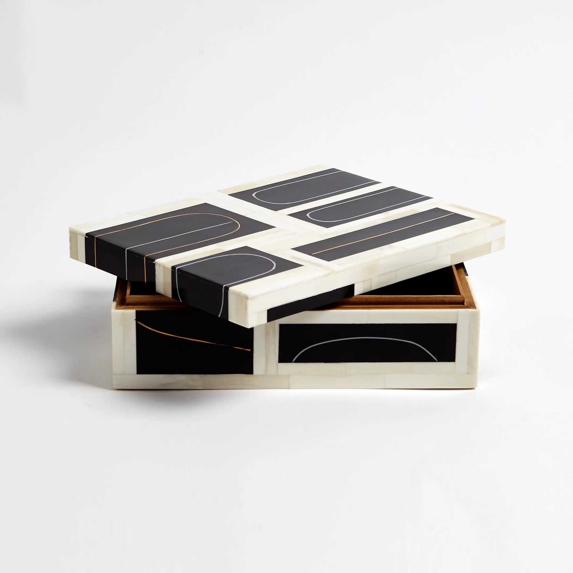 Brass Loop Box by Global Views. Made from mdf, brass, bone, resin in a modern style.