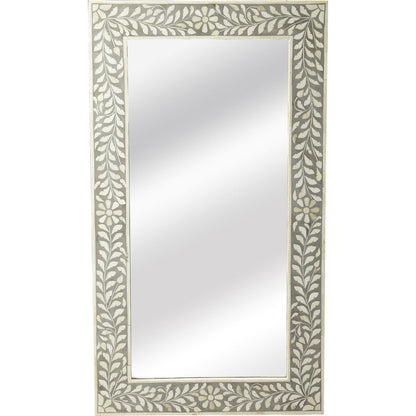 Vivienne Wall Mirror III by Butler Specialty Company in gray and gray bone inlay. Made from select wood solids, mdf, resin, bone inlay in a modern style.