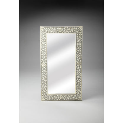 Vivienne Wall Mirror III by Butler Specialty Company in gray and gray bone inlay. Made from select wood solids, mdf, resin, bone inlay in a modern style.