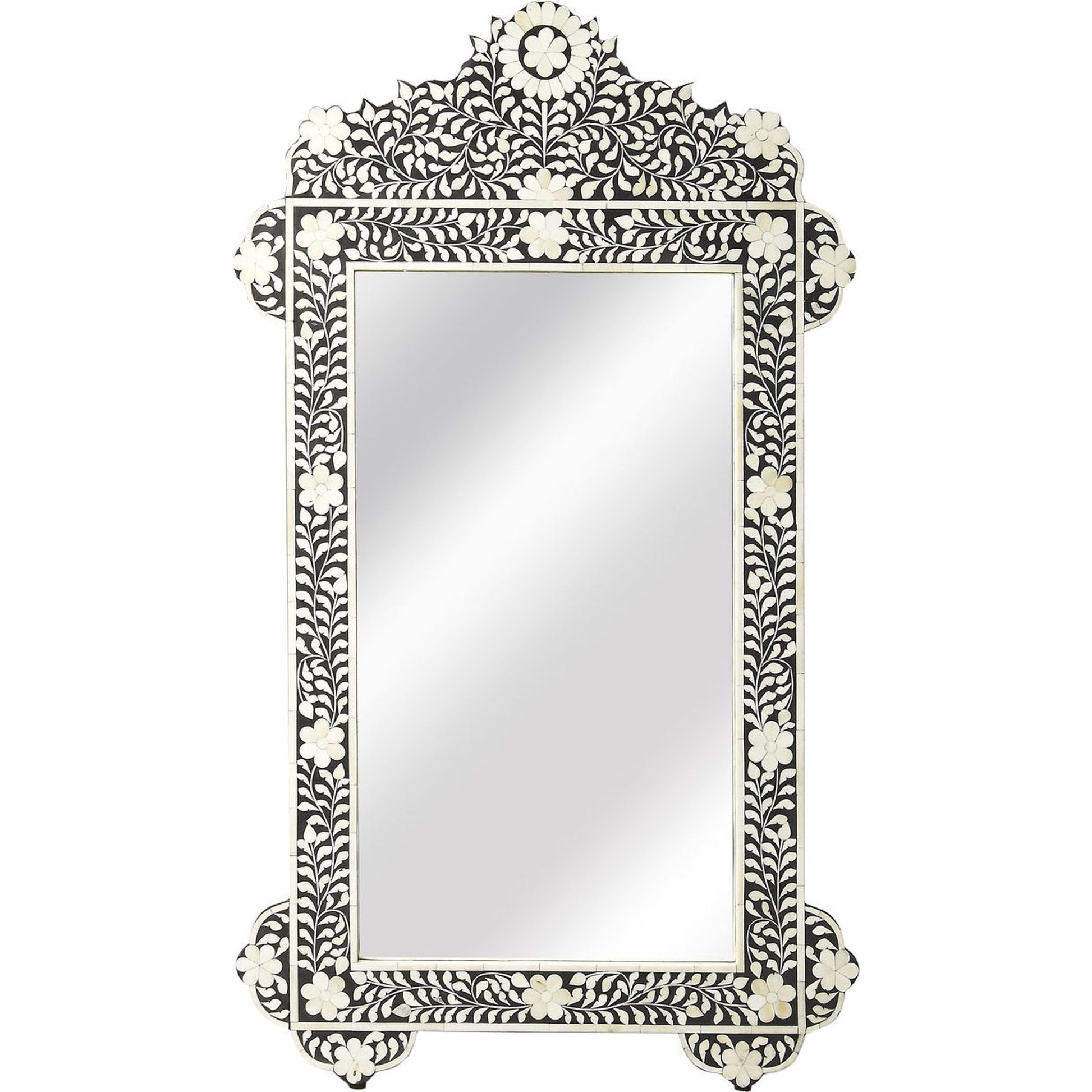 Vivienne Wall Mirror II by Butler Specialty Company in black and black bone inlay. Made from select wood solids, mdf, resin, bone inlay in a modern style.
