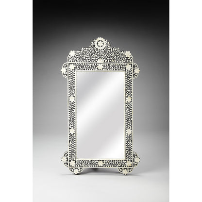 Vivienne Wall Mirror II by Butler Specialty Company in black and black bone inlay. Made from select wood solids, mdf, resin, bone inlay in a modern style.