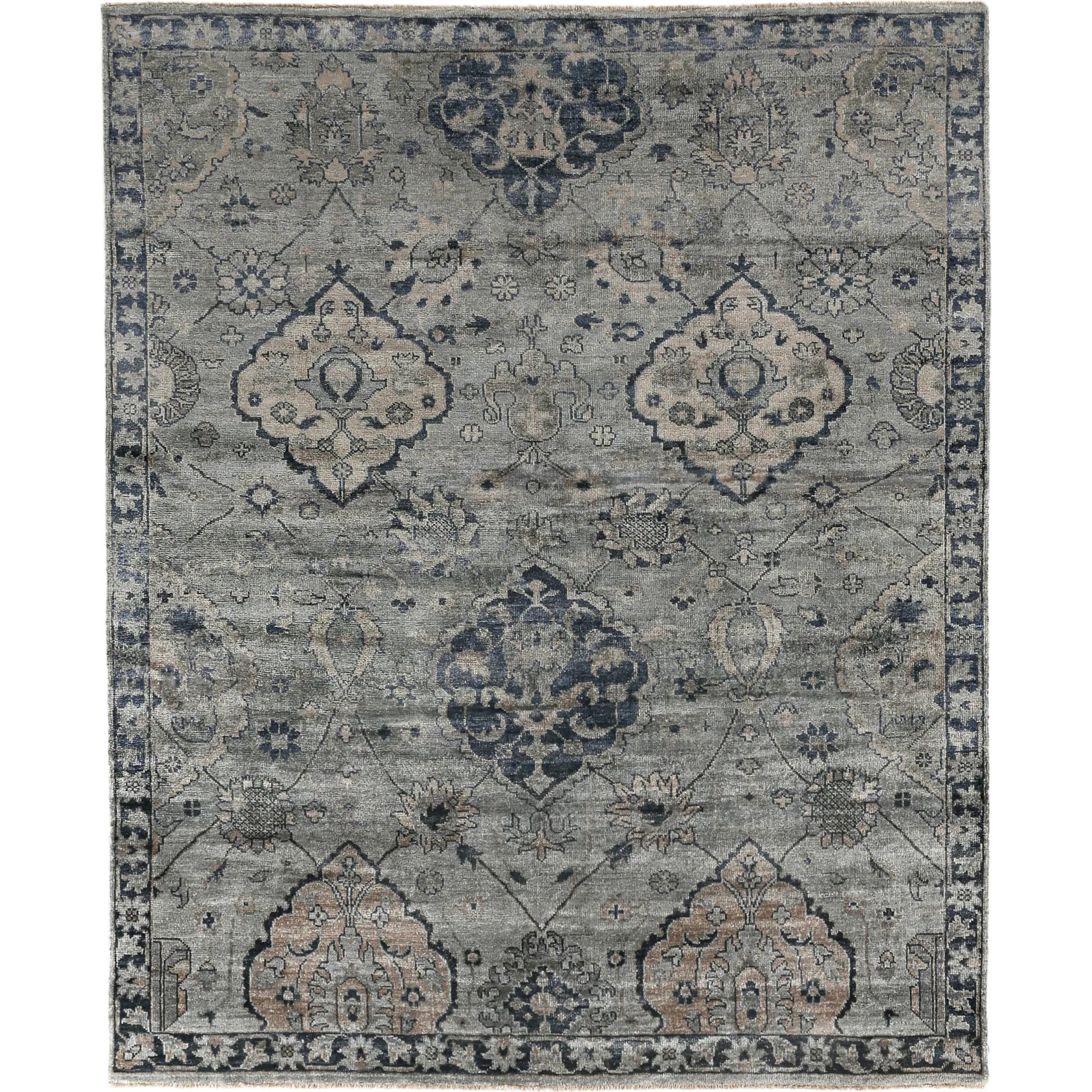 Antique Weave Bamboo Pattern Rug by Exquisite Rugs in blue, gray. Made from bamboo silk in a unique style.