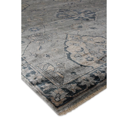 Antique Weave Bamboo Pattern Rug by Exquisite Rugs in blue, gray. Made from bamboo silk in a unique style.