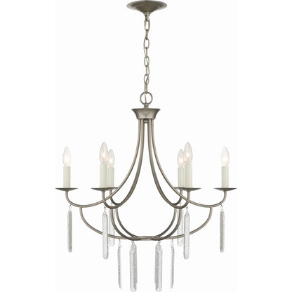Ella 6-Light Classic Candle Chandelier by Lumanity in silver. Made from iron, glass in a modern style.