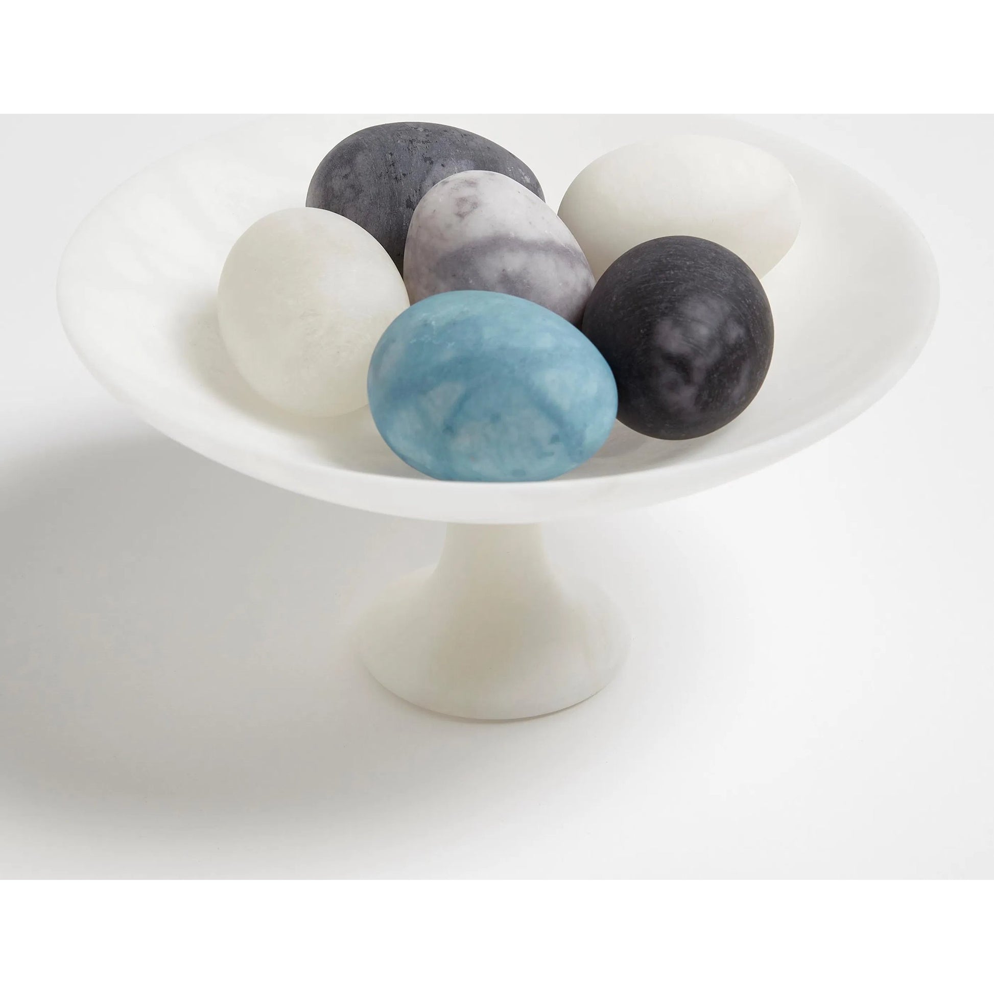 Assorted Alabaster Eggs by Global Views. Made from alabaster in a coastal style.