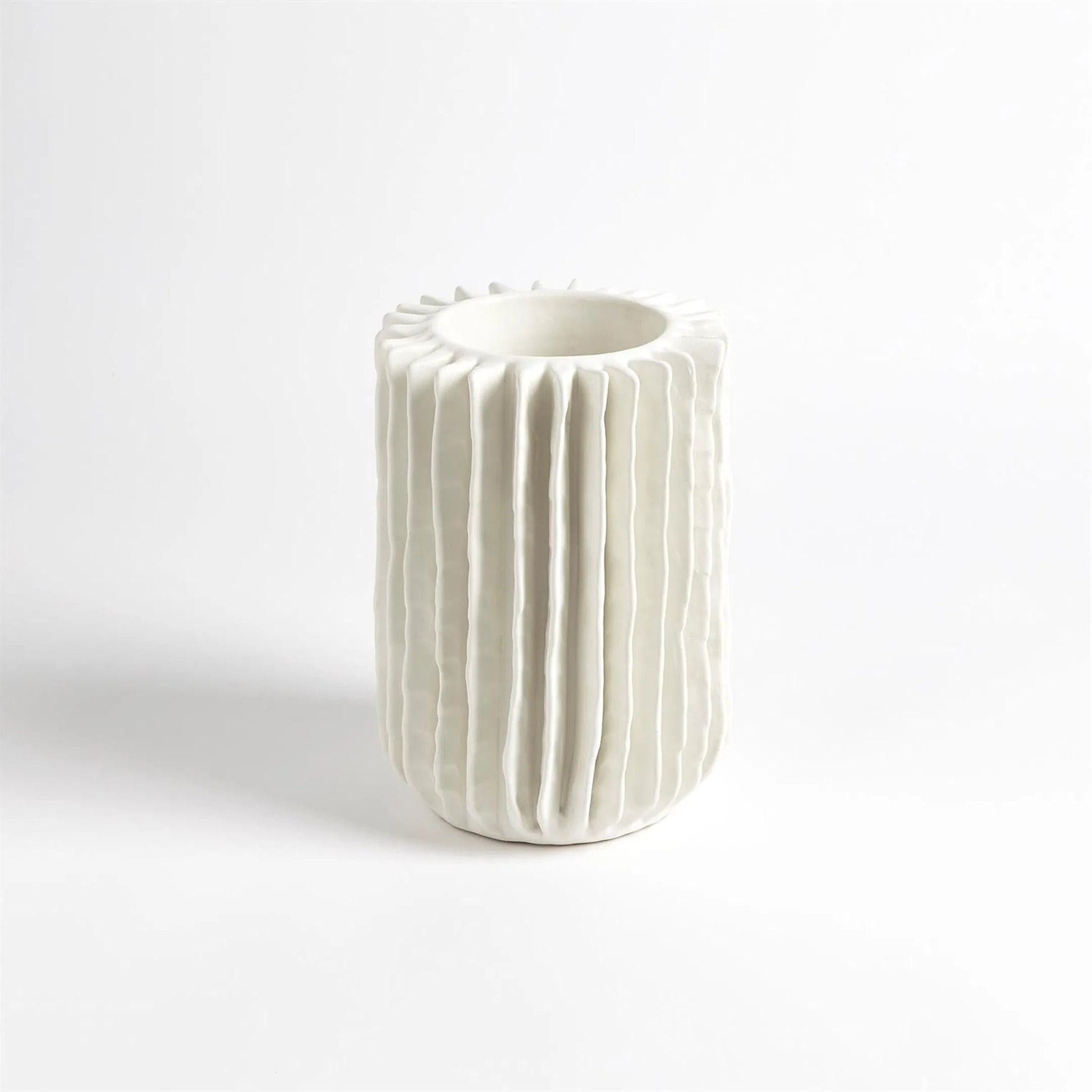 Radiator Swirl Vase by Global Views in matte white. Made from ceramic in a eclectic & global style.