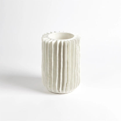Radiator Swirl Vase by Global Views in matte white. Made from ceramic in a eclectic & global style.