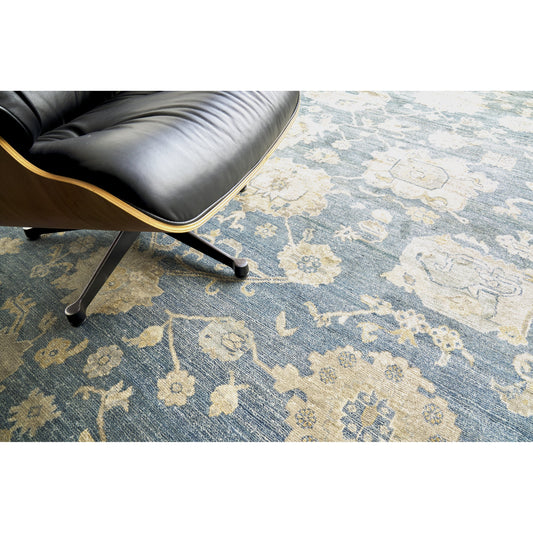 Museum Rug - Medium Blue by Exquisite Rugs in medium blue. Made from bamboo silk in a unique style.