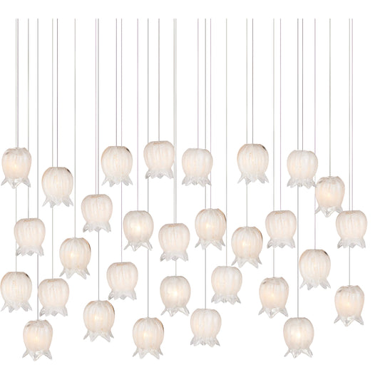 Polpo 30-Light Linear Multi-Drop Pendant by Currey and Company. Made from art glass, metal in a modern style.