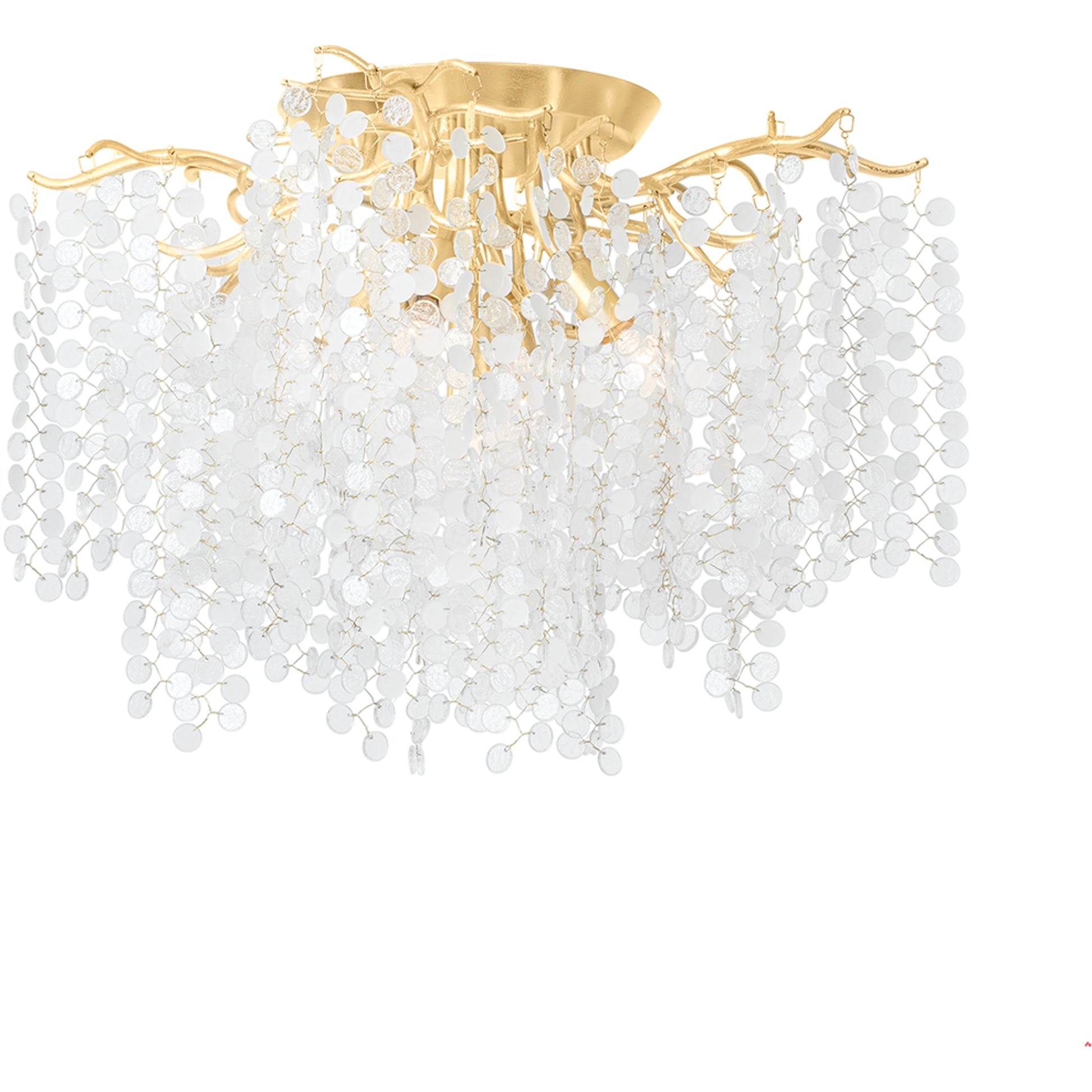 Genoa 5 Light Semi Flush by Corbett in gold leaf. Made from steel in a modern style.