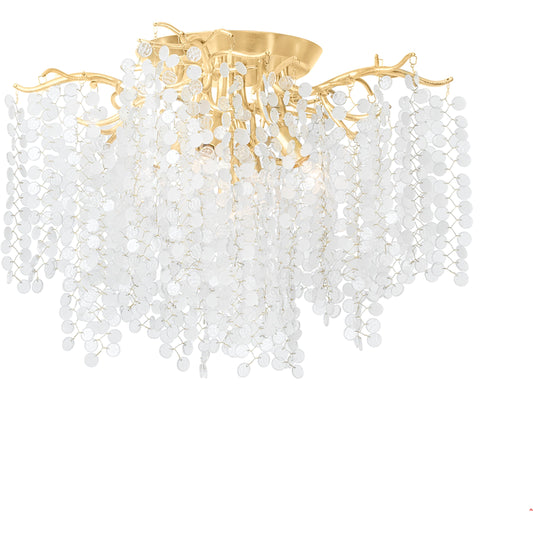 Genoa 5 Light Semi Flush by Corbett in gold leaf. Made from steel in a modern style.