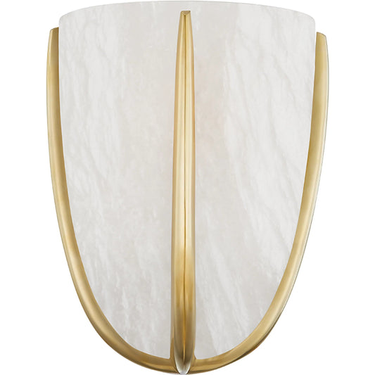 Wheatley 1 Light Wall Sconce by Hudson Valley in aged brass. Made from brass in a modern style.