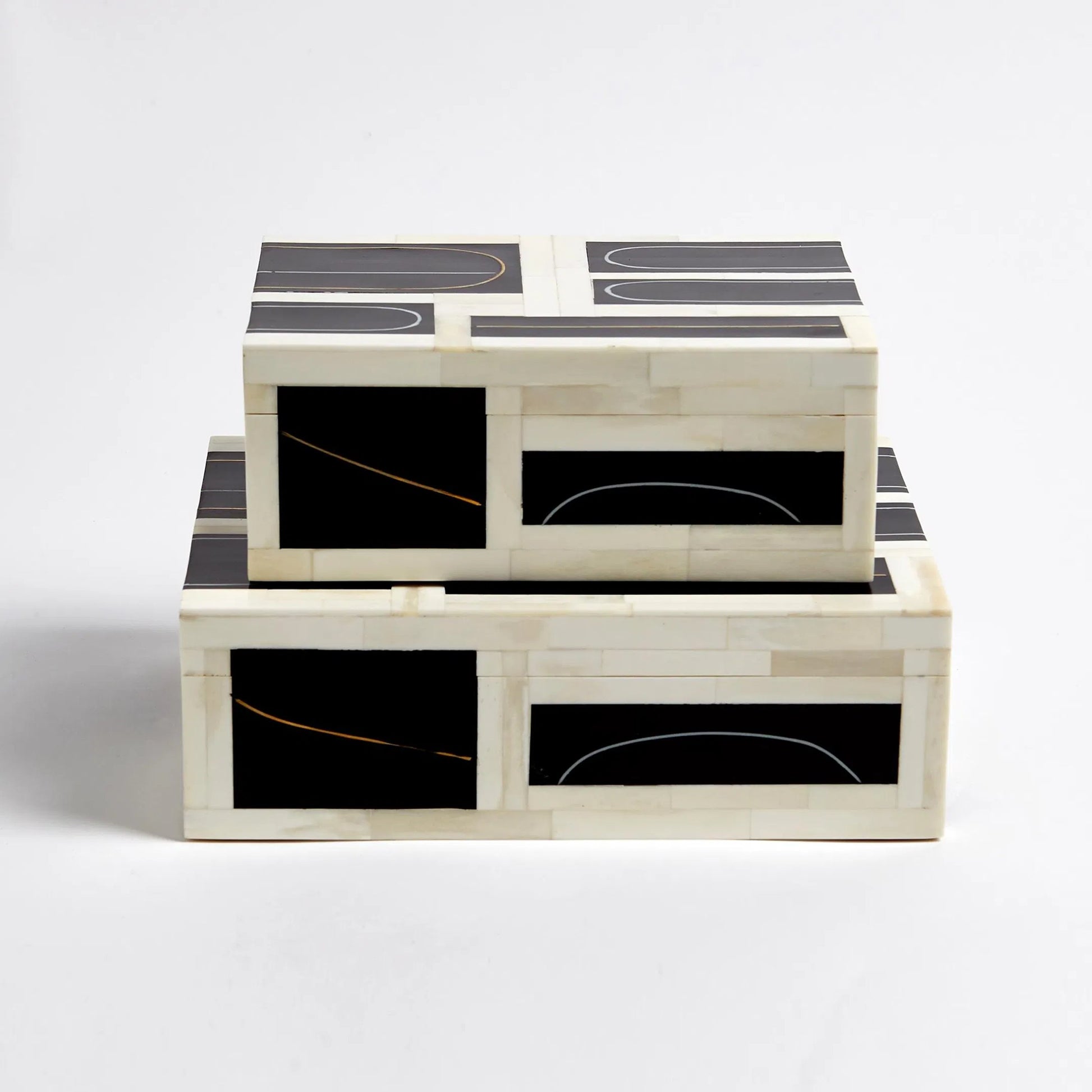 Brass Loop Box by Global Views. Made from mdf, brass, bone, resin in a modern style.