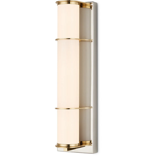 Blaine Bath Wall Sconce by Currey and Company. Made from brass, glass, iron in a unique style.
