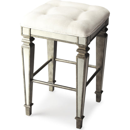 Celeste Mirrored Bar Stool by Butler Specialty Company in silver and mirror. Made from poplar solids, mdf, urethane foam cotton in a modern style.