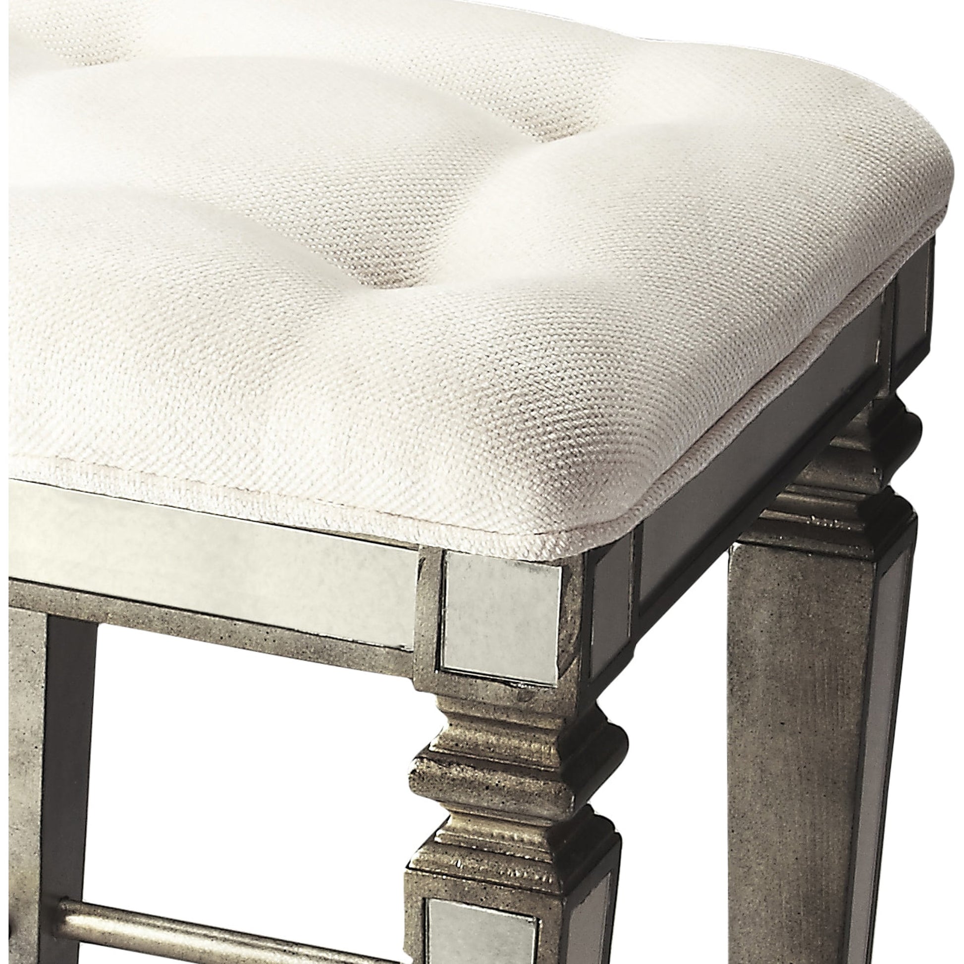 Celeste Mirrored Bar Stool by Butler Specialty Company in silver and mirror. Made from poplar solids, mdf, urethane foam cotton in a modern style.