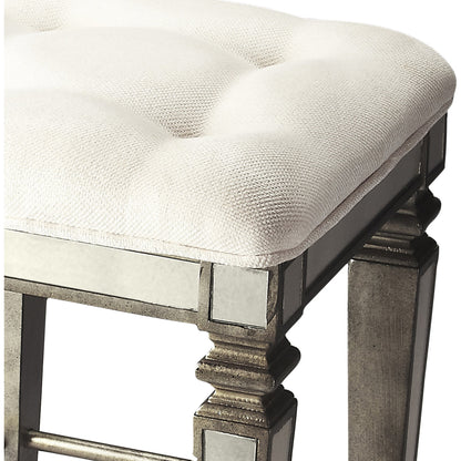 Celeste Mirrored Bar Stool by Butler Specialty Company in silver and mirror. Made from poplar solids, mdf, urethane foam cotton in a modern style.