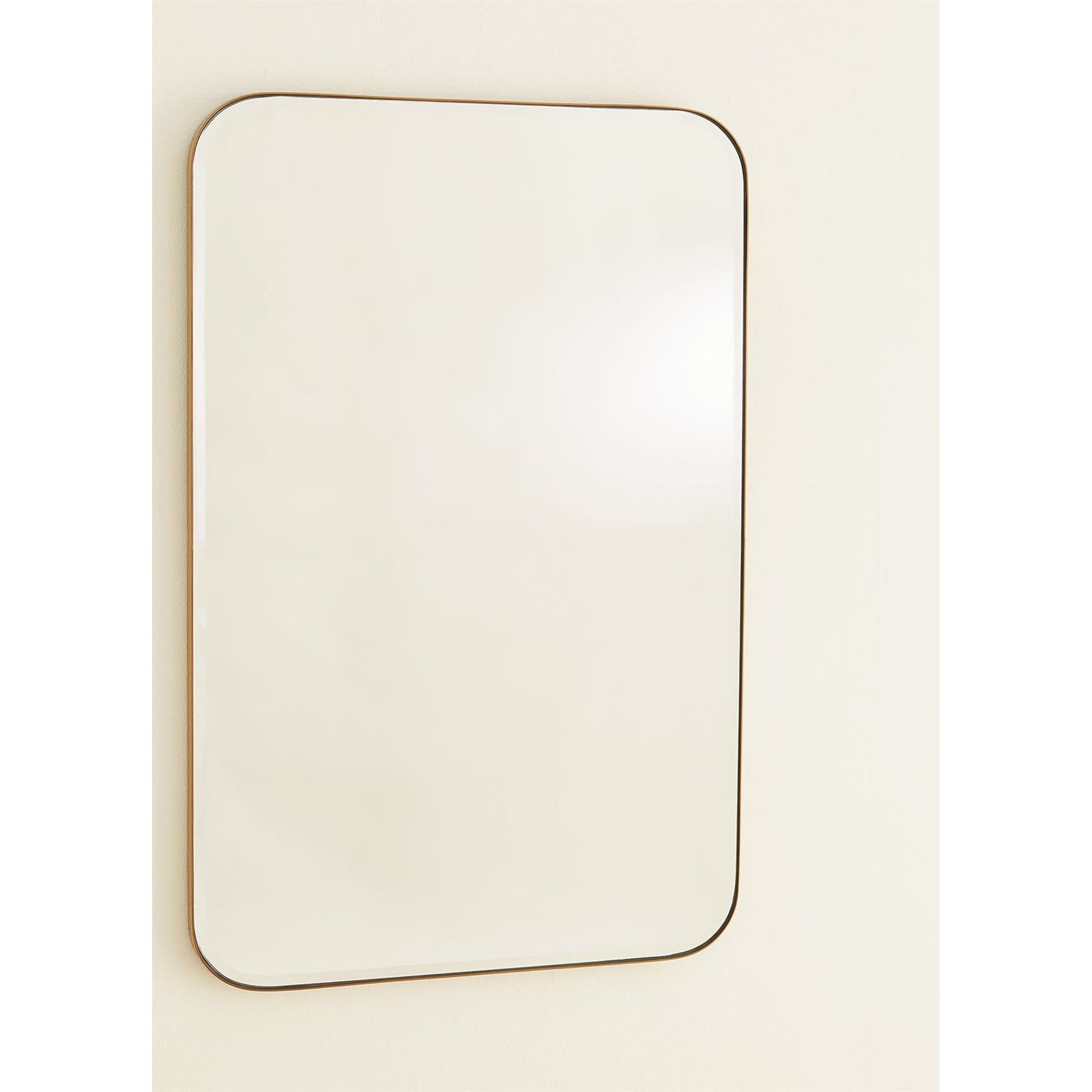 Banded Mirror by Global Views in brass. Made from stainless steel, glass in a modern style.