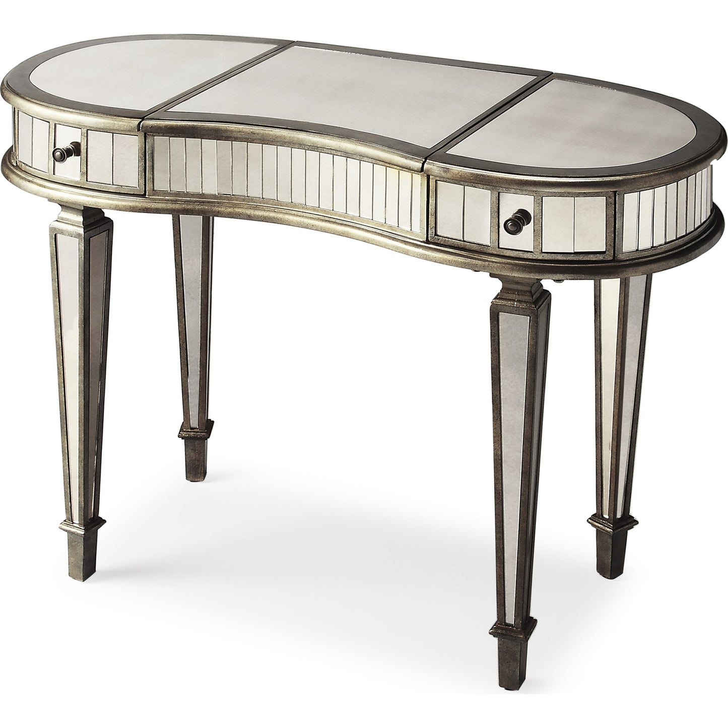 001 O-BUTLER-3506146 | Additional Silo | Constance Mirrored Vanity by Butler Specialty Company in silver and mirror. Made from poplar solids, mdf in a transitional style.