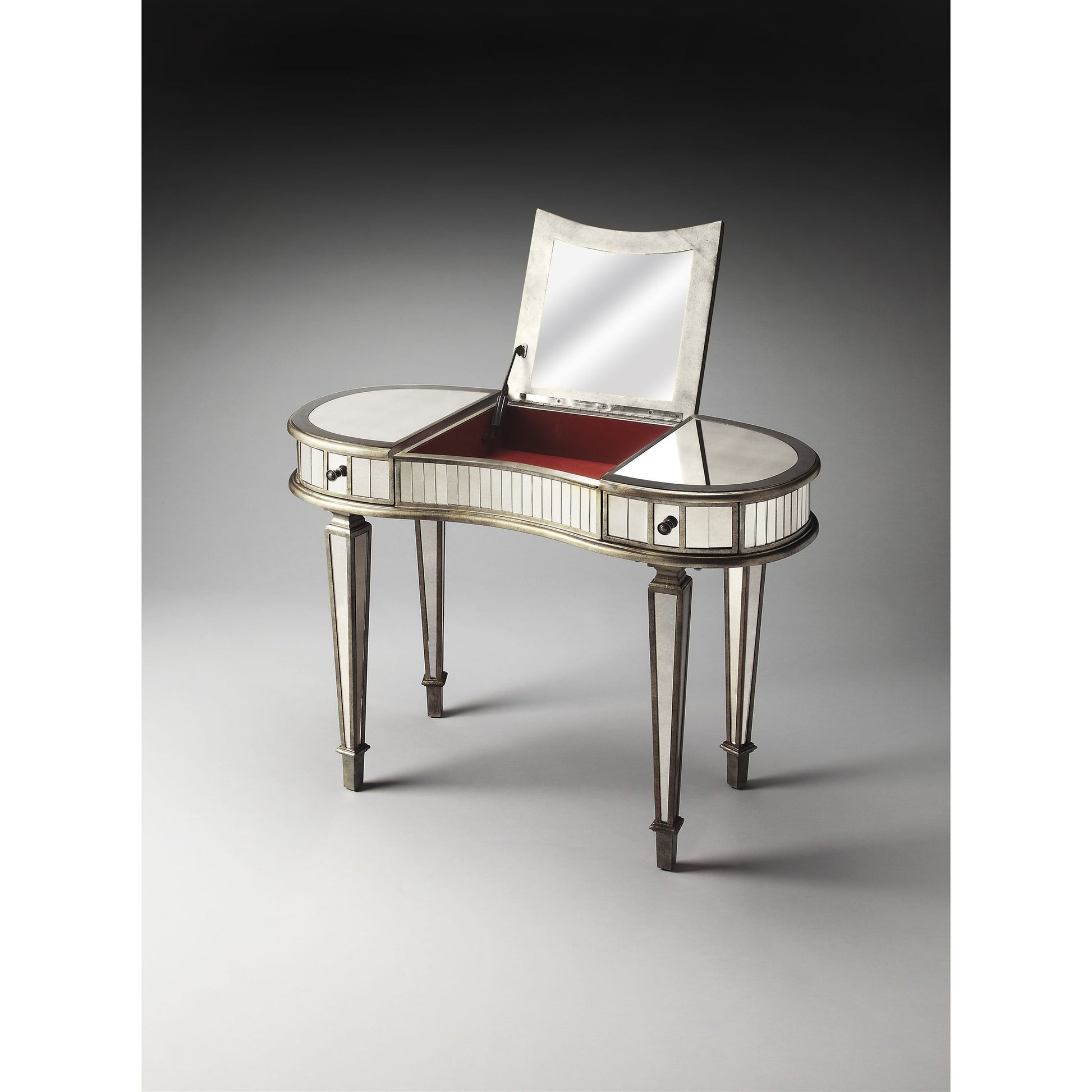 Constance Mirrored Vanity by Butler Specialty Company in silver and mirror. Made from poplar solids, mdf in a transitional style.