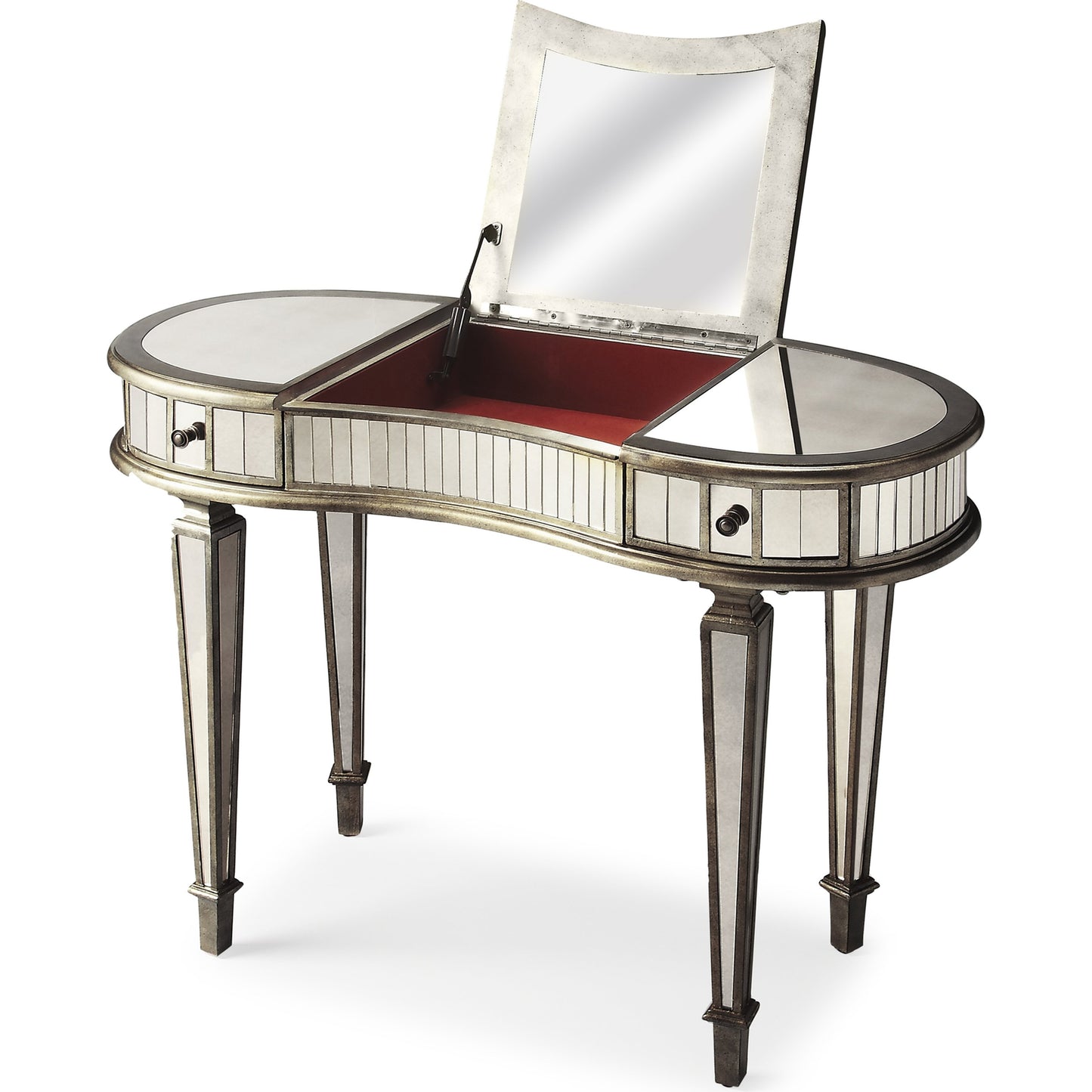 002 O-BUTLER-3506146 | Additional Silo | Constance Mirrored Vanity by Butler Specialty Company in silver and mirror. Made from poplar solids, mdf in a transitional style.