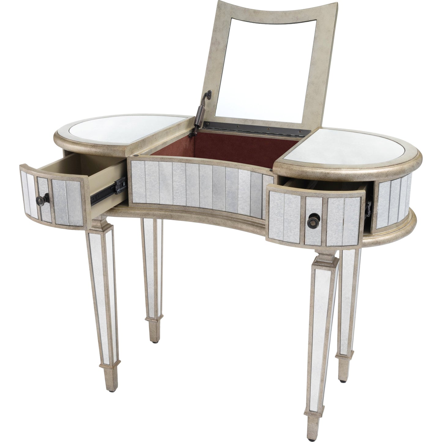 012 O-BUTLER-3506146 | Additional Silo | Constance Mirrored Vanity by Butler Specialty Company in silver and mirror. Made from poplar solids, mdf in a transitional style.