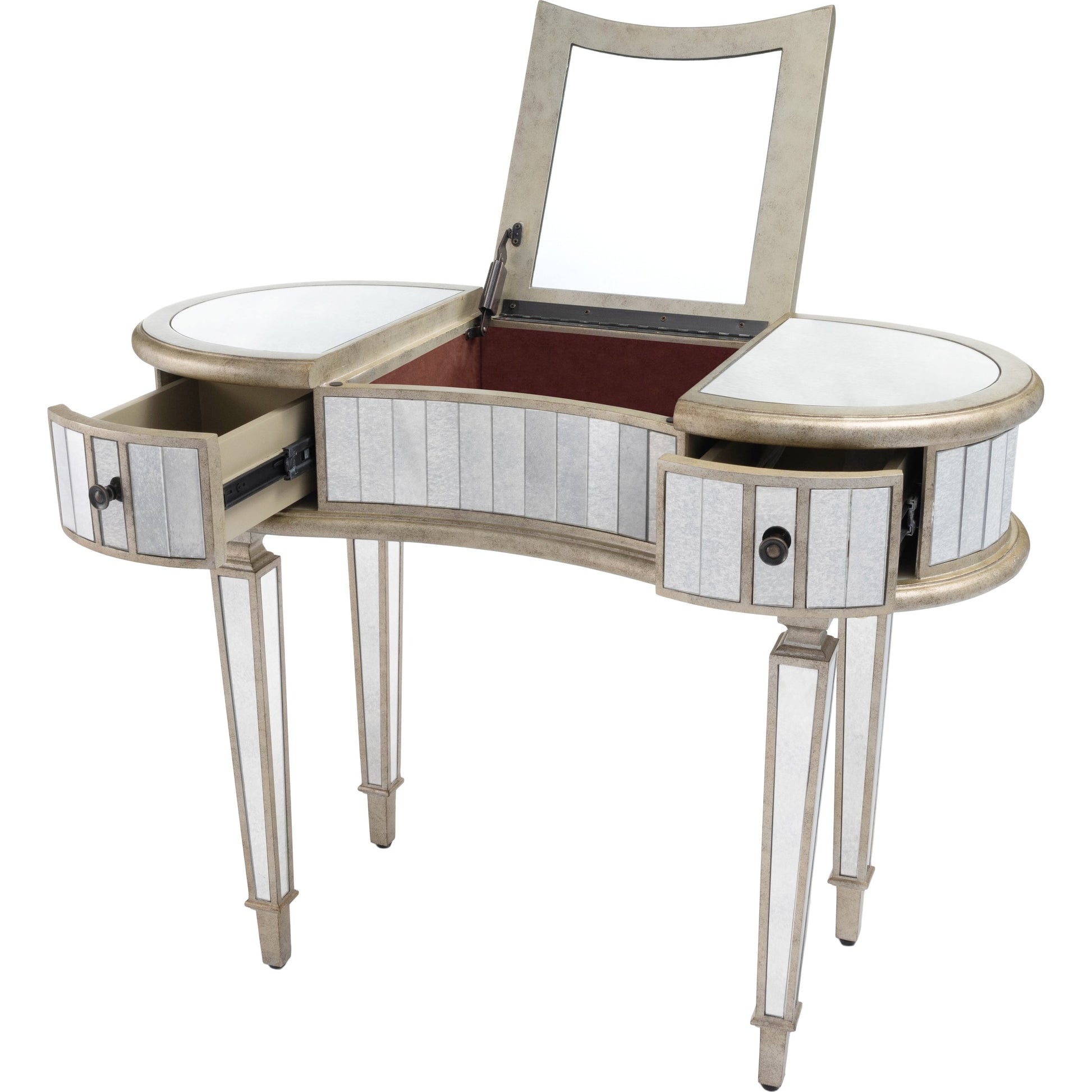 Constance Mirrored Vanity by Butler Specialty Company in silver and mirror. Made from poplar solids, mdf in a transitional style.