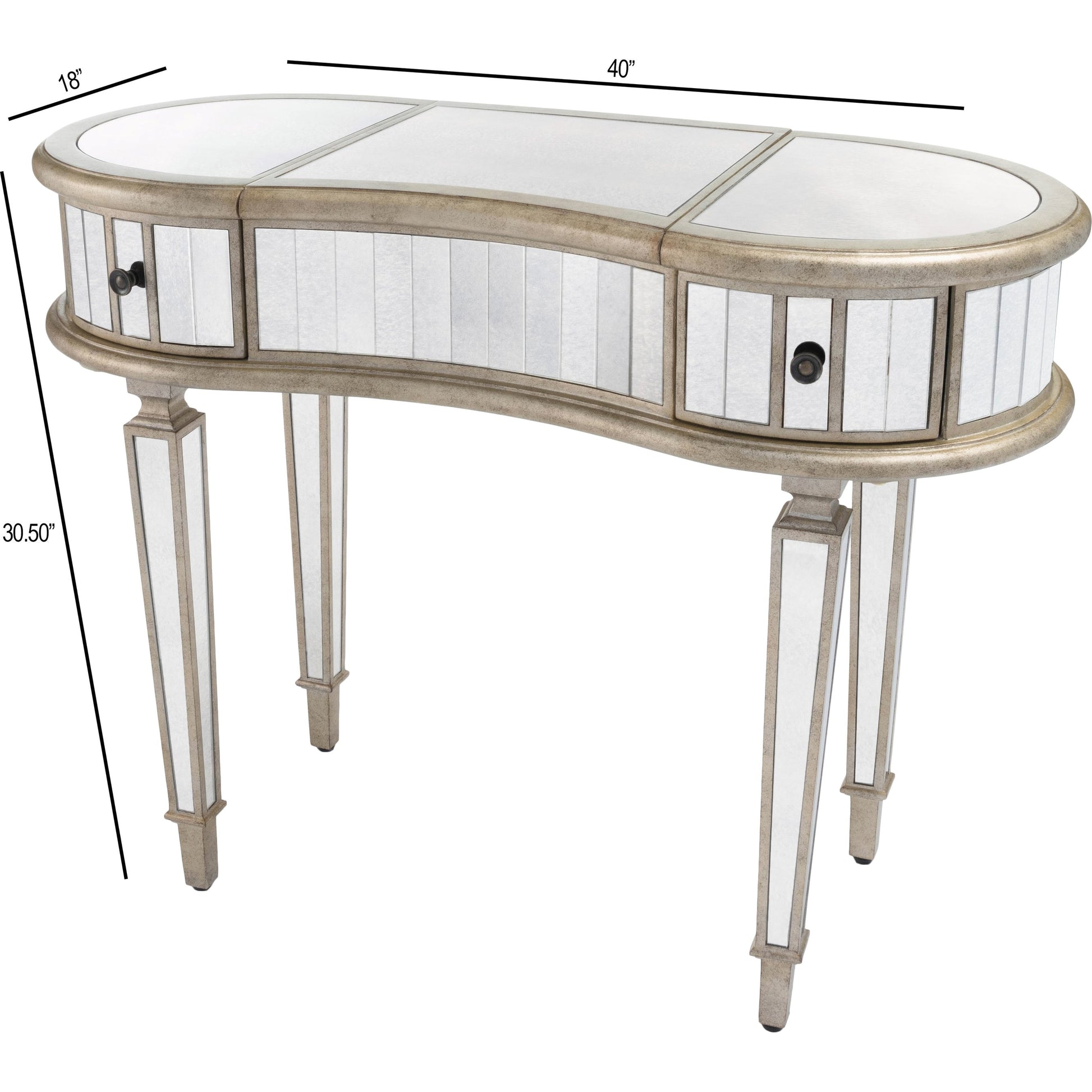 Constance Mirrored Vanity by Butler Specialty Company in silver and mirror. Made from poplar solids, mdf in a transitional style.