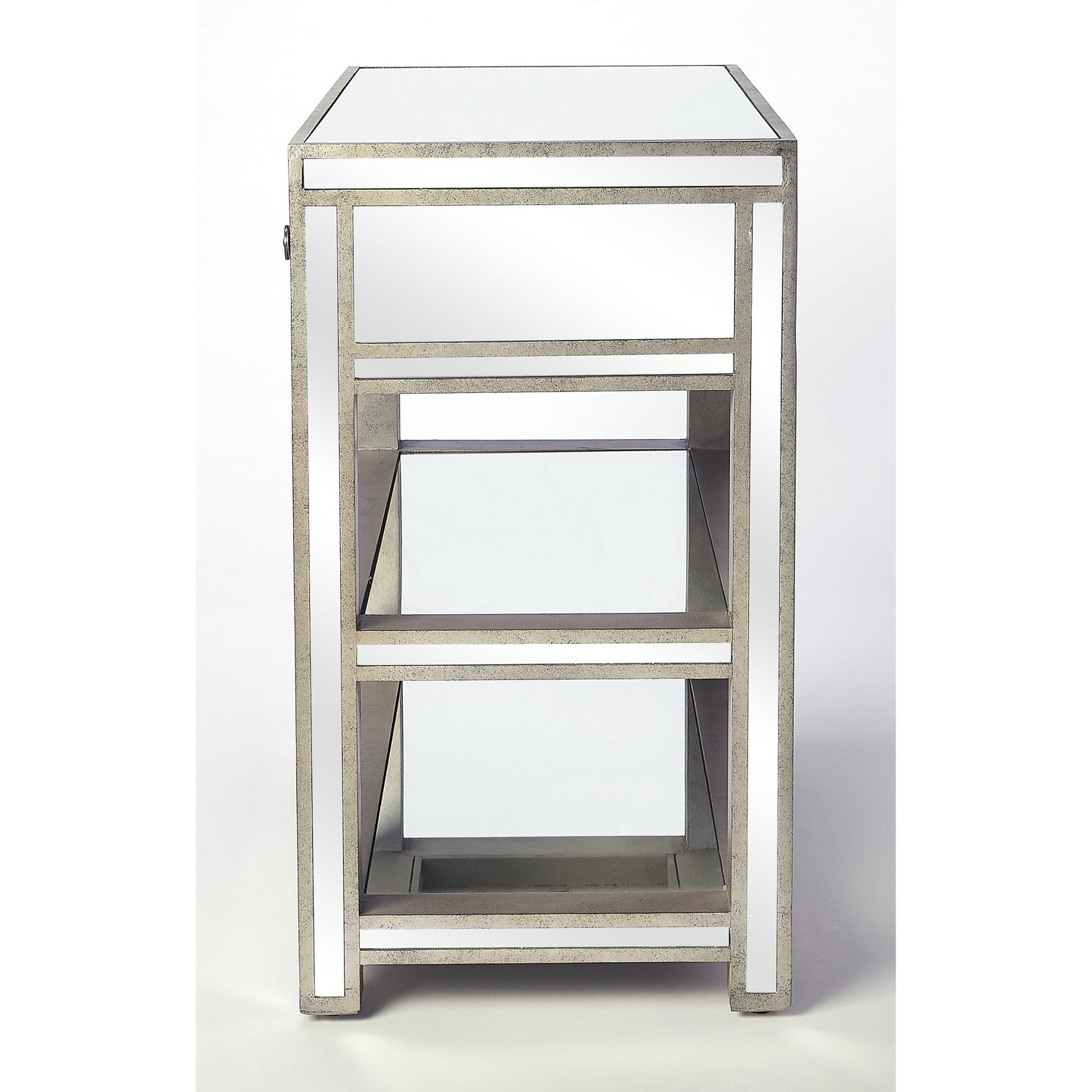 006 O-BUTLER-3509146 | Additional Silo | Miranda Mirrored Console Table by Butler Specialty Company in silver and mirror. Made from poplar solids, mdf in a modern style.