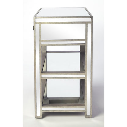Miranda Mirrored Console Table by Butler Specialty Company in silver and mirror. Made from poplar solids, mdf in a modern style.