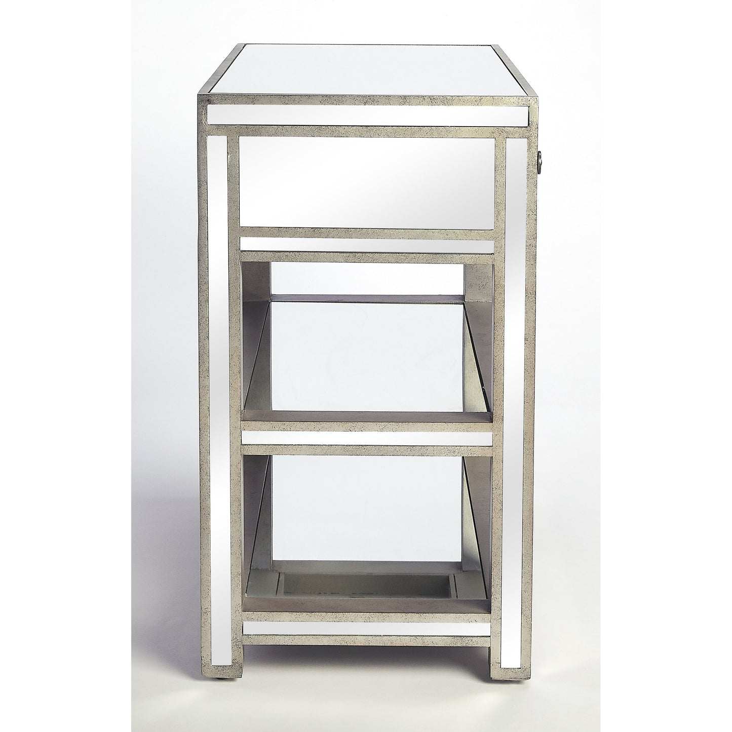 005 O-BUTLER-3509146 | Additional Silo | Miranda Mirrored Console Table by Butler Specialty Company in silver and mirror. Made from poplar solids, mdf in a modern style.