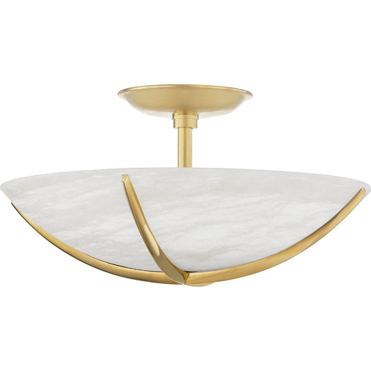 Wheatley 4 Light Semi Flush by Hudson Valley in aged brass. Made from brass in a modern style.