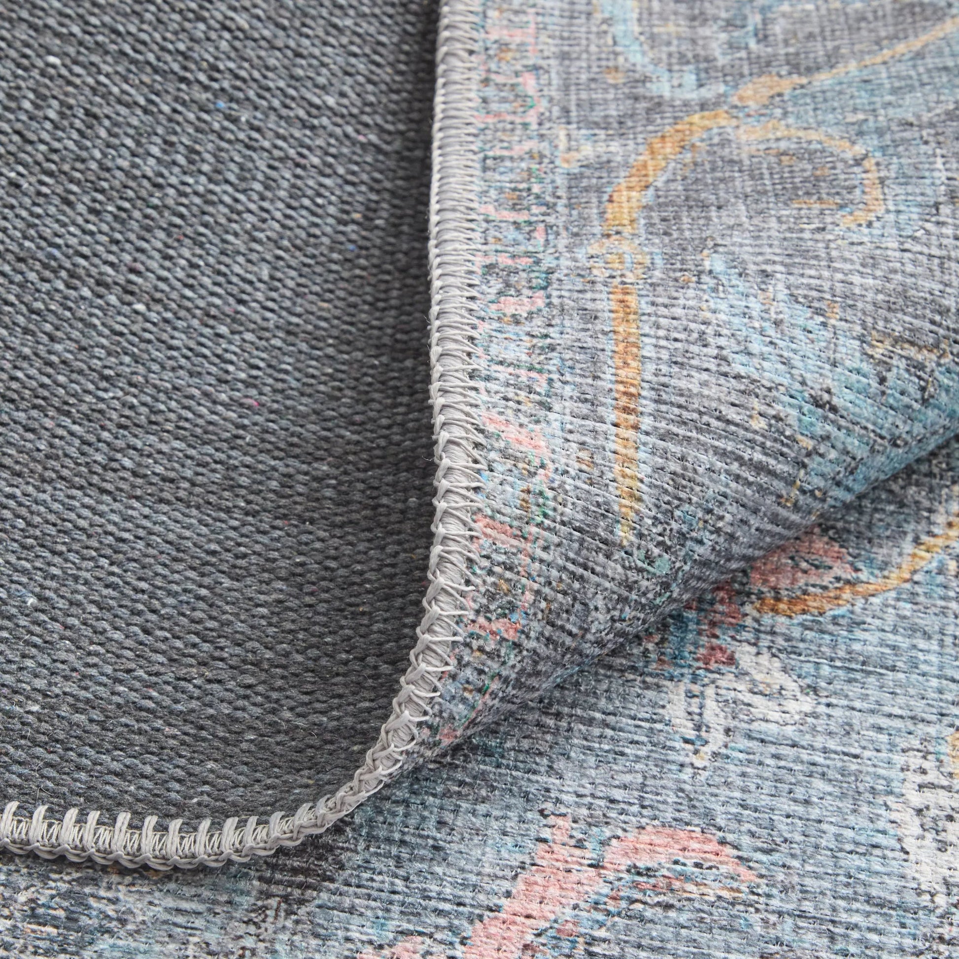 Percy Transitional Rug - 39AFF by Feizy in blue, gray, orange. Made from polyester in a unique style.