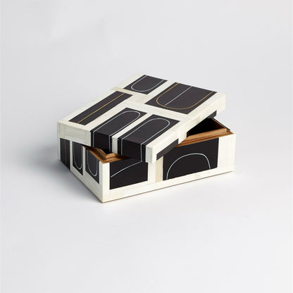 Brass Loop Box by Global Views. Made from mdf, brass, bone, resin in a modern style.