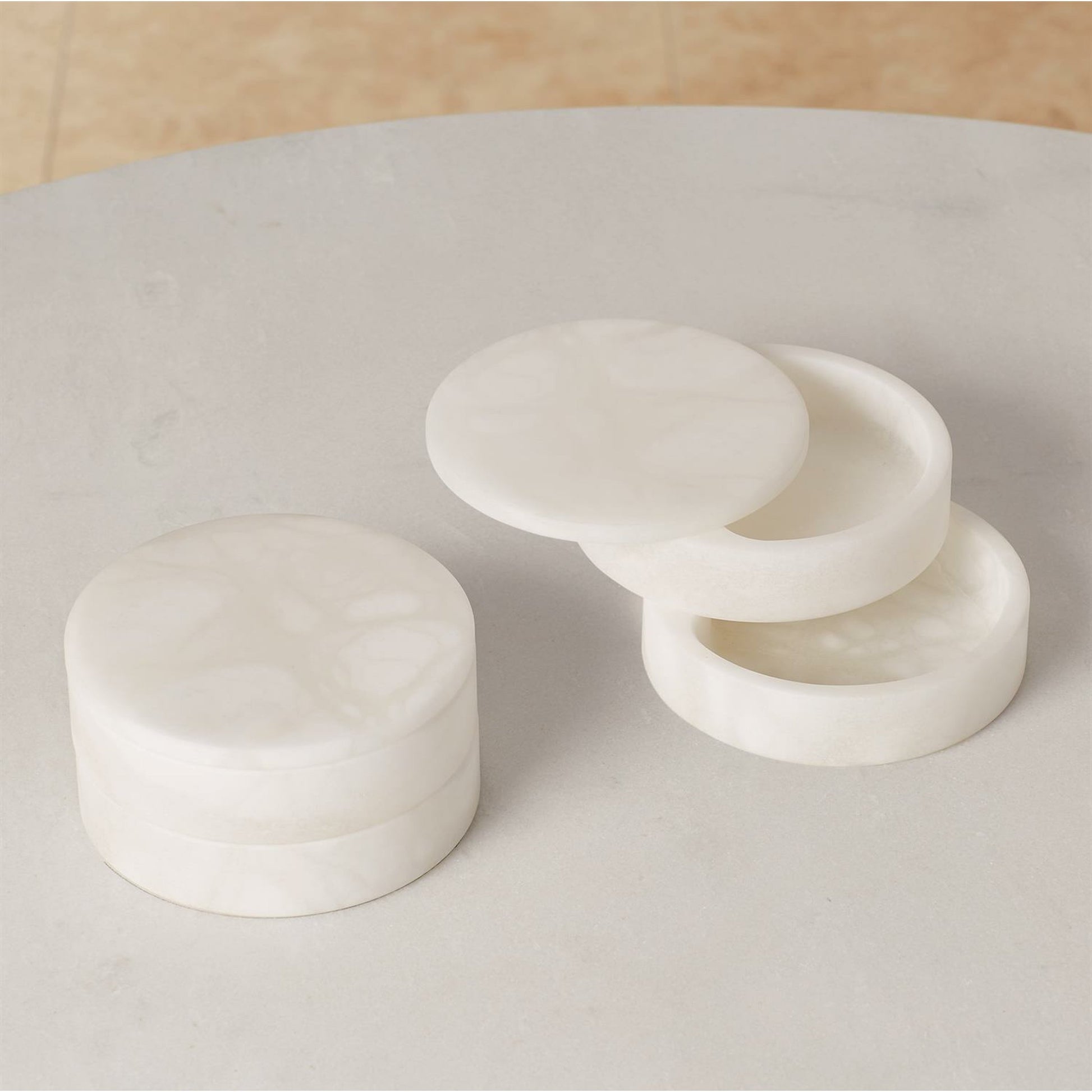 Alabaster Swivel Box by Global Views. Made from alabaster in a transitional style.