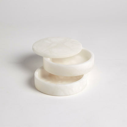 Alabaster Swivel Box by Global Views. Made from alabaster in a transitional style.