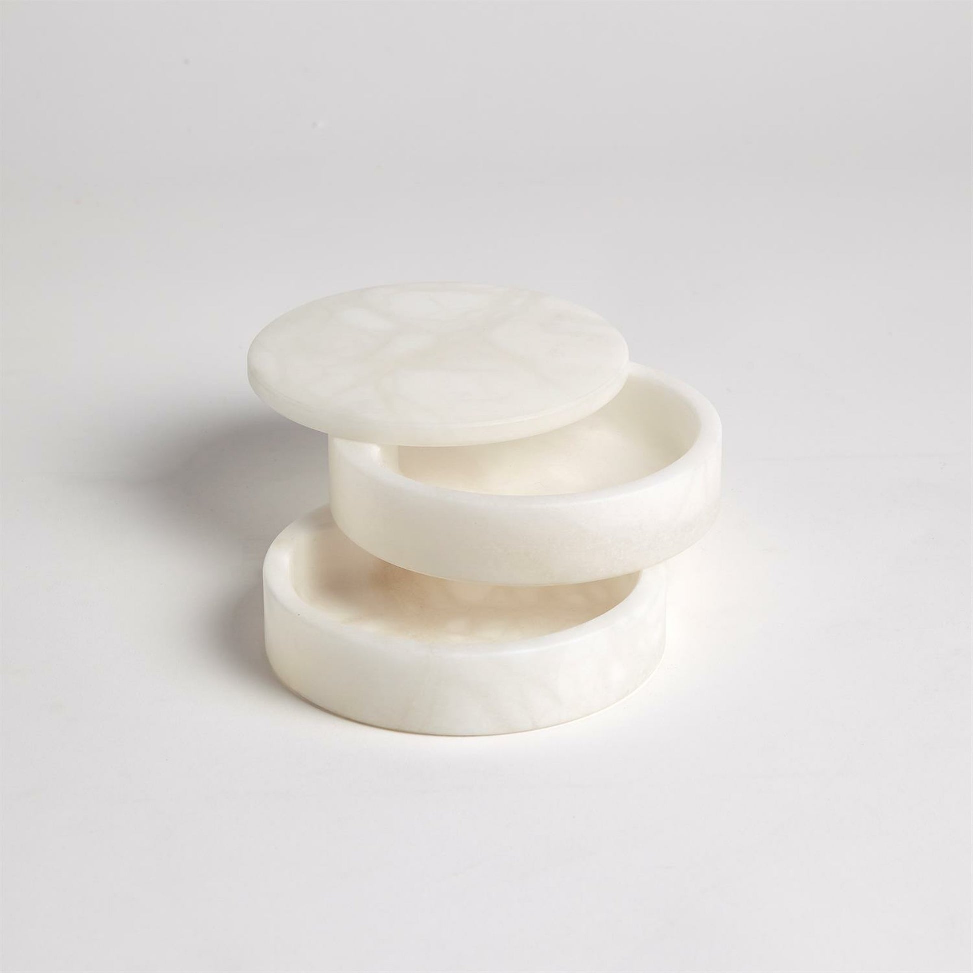 Alabaster Swivel Box by Global Views. Made from alabaster in a transitional style.