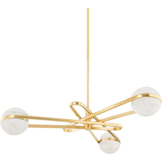 Kyomi 6 Light Chandelier by Corbett in vintage brass. Made from brass in a modern style.