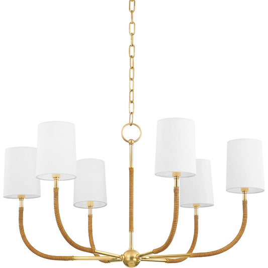 Webson 6 Light Chandelier by Hudson Valley in aged brass. Made from brass in a modern style.