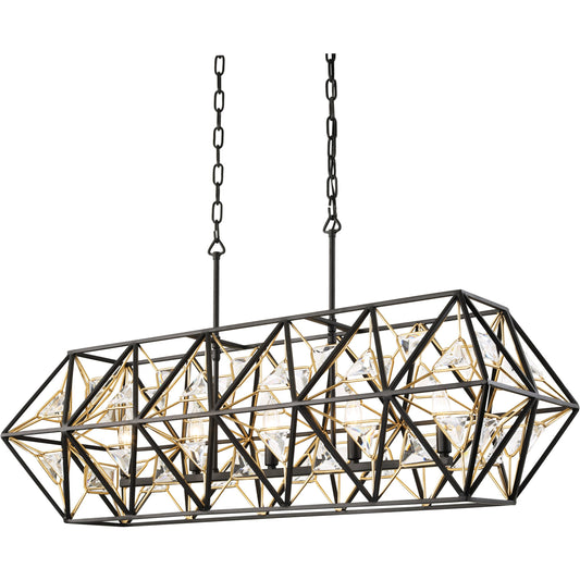 Marcia Linear Pendant by Varaluz in matte black/french gold. Made from unique in a modern style.