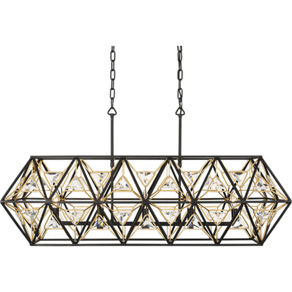 Marcia Linear Pendant by Varaluz in matte black/french gold. Made from unique in a modern style.