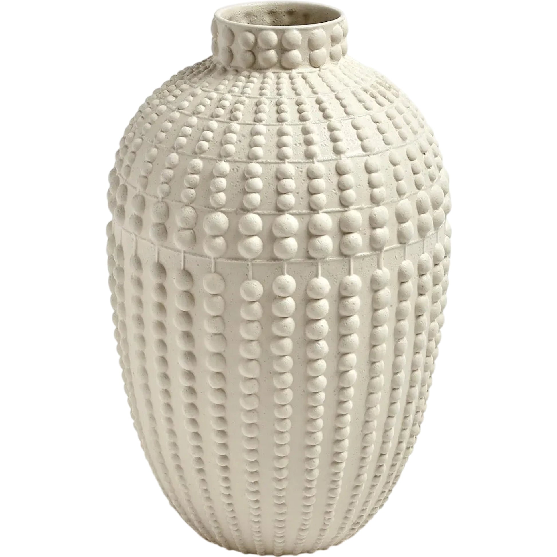 Nail Head Vase by Global Views in rustic white. Made from ceramic in a coastal style.