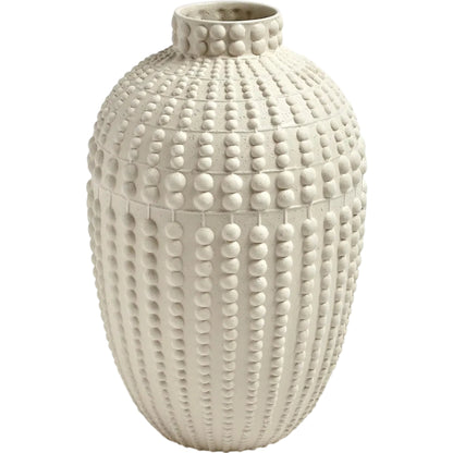 Nail Head Vase by Global Views in rustic white. Made from ceramic in a coastal style.